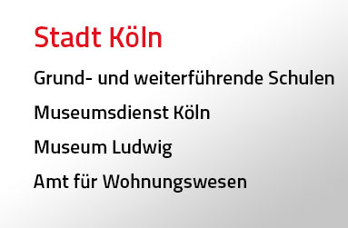 Stadt Köln mit Schulen, Museumsdienst, Museum Ludwig und Amt für Wohnungswesen